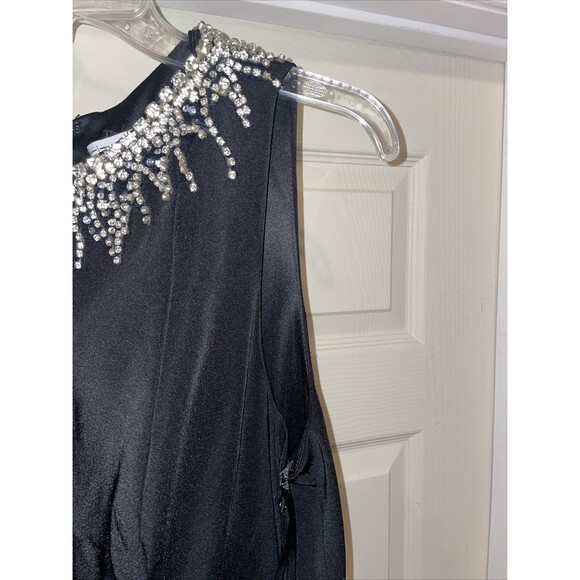 Ieena For Macduggal High Neck Gown Size 12 Black Faux Jewels Going Out Party NWT - Picture 7 of 14